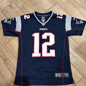 Nike New England Patriots Kids Navy Football JerseyTom Brady #12 Medium 10/12